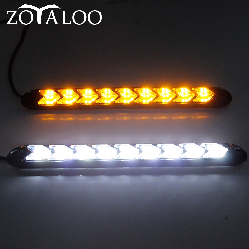 2бр DRL LED Универсална дневна светлина Водоустойчива лента за фарове Последователен поток 