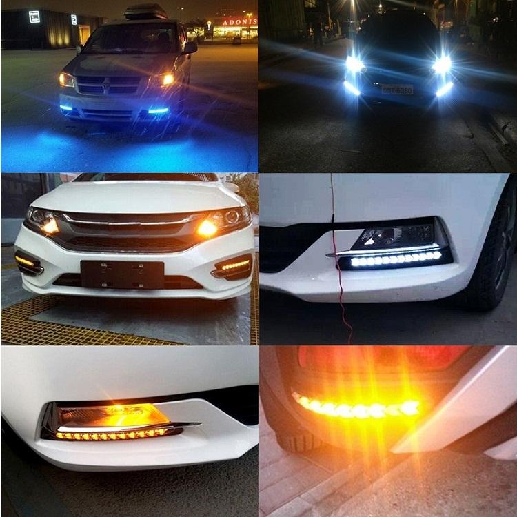 2бр DRL LED Универсална дневна светлина Водоустойчива лента за фарове Последователен поток 
