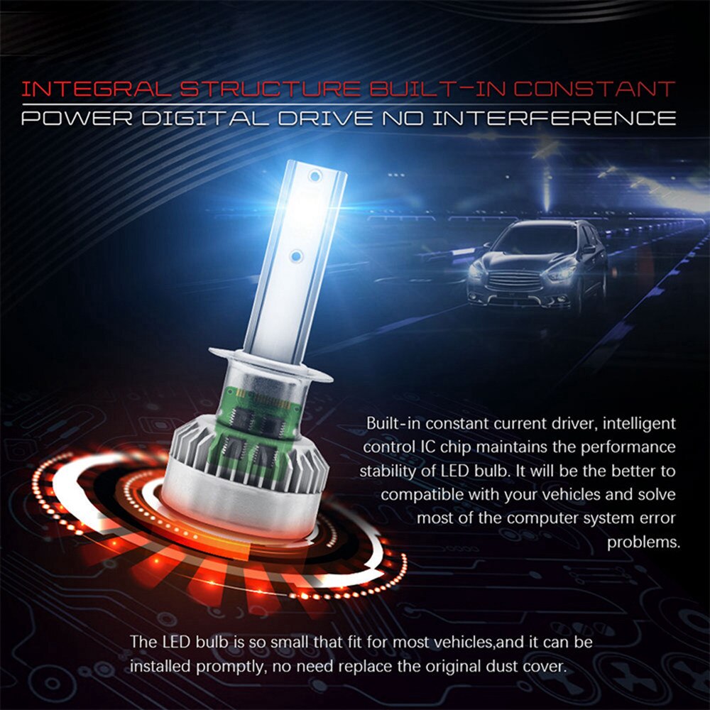  Комплект Супер ярки фарове за кола LED X3 H7 /2бр. /