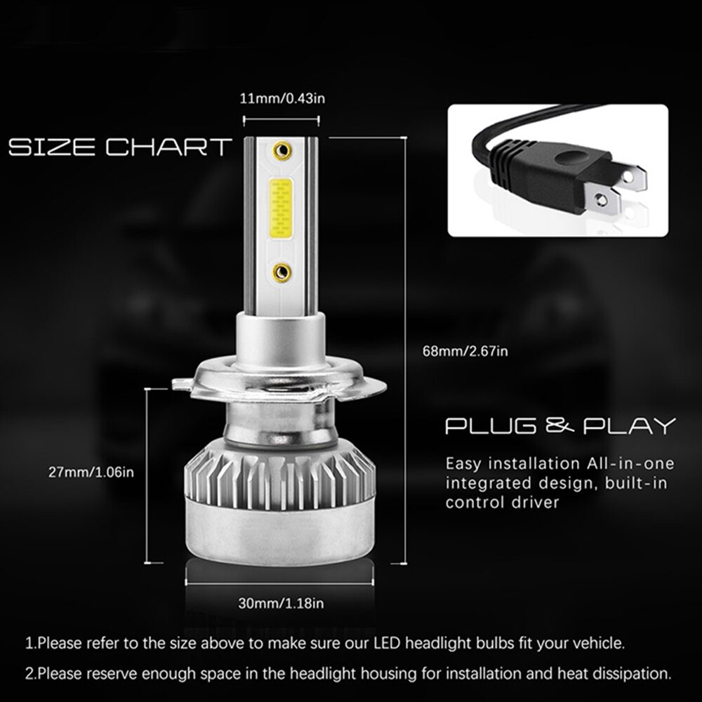  Комплект Супер ярки фарове за кола LED X3 H7 /2бр. /