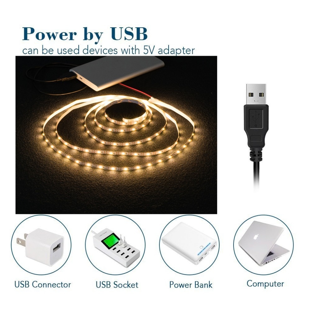 5 М LED лента за светлина USB 2835SMD DC5V Гъвкава LED 