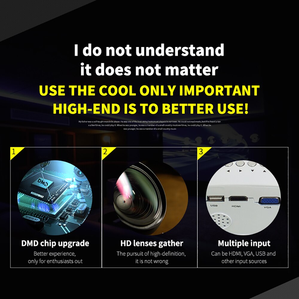 Мултимедиен преносим LED проектор с HDMI-съвместим FULL HD 1080P високо качествен