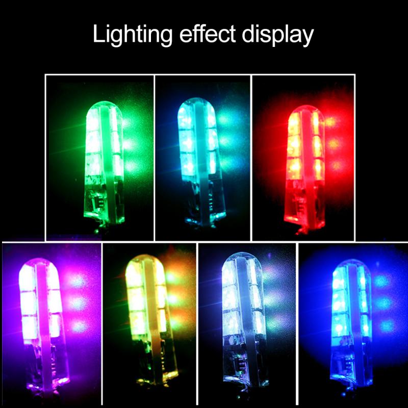 крушка със седем цвята RGB LED крушка 6SMD COB Canbus 194 168  с дистанционно управление 